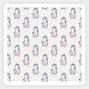 Christmas pattern with cute cartoon penguins Sticker